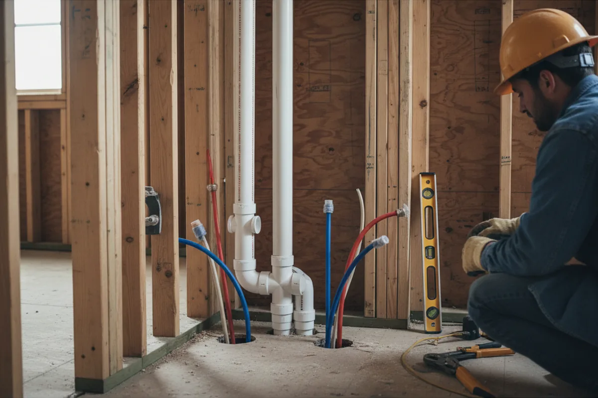 Drain and supply rough-in during Toilet Repair and Installation in South Hadley