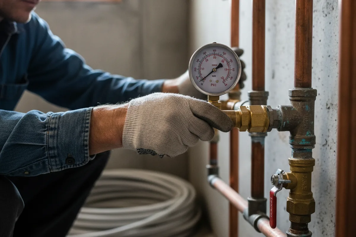 Pressure testing a repaired line during Water Line Repair in South Hadley